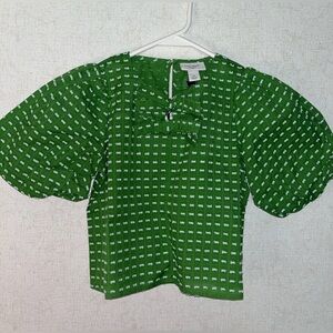 Kate Spade by Target Size XS Green With White Dots Puffy Sleeves